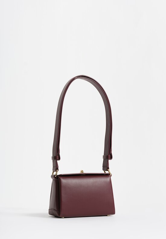 Plan C Calf Leather Petite Folded Shoulder Bag Garnet Red