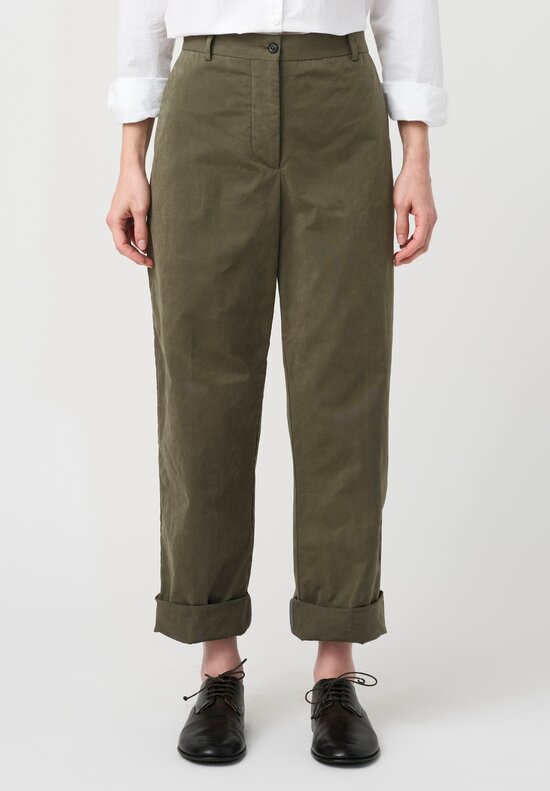 Bergfabel Cotton Blend Maria Pants in Khaki Green