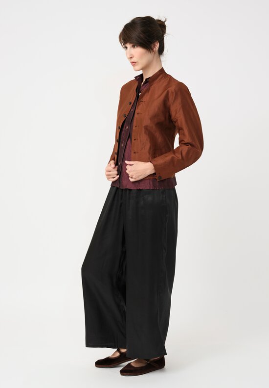 Christian Peau Silk Curved Sleeve Jacket in Terracotta Brown