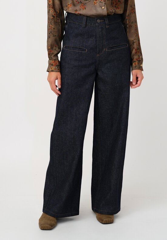 Uma Wang Cotton Denim Ball Pants in Dark Indigo Blue