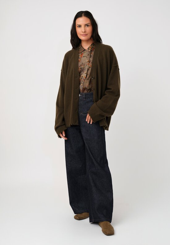 Uma Wang Cotton Denim Ball Pants in Dark Indigo Blue