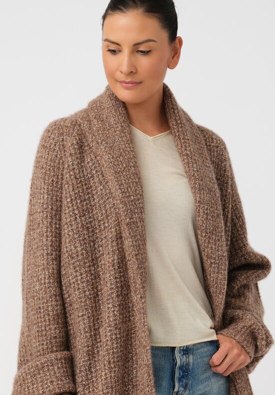 Frenckenberger Cashmere Silk Grandpa Waffle Knit Cardigan