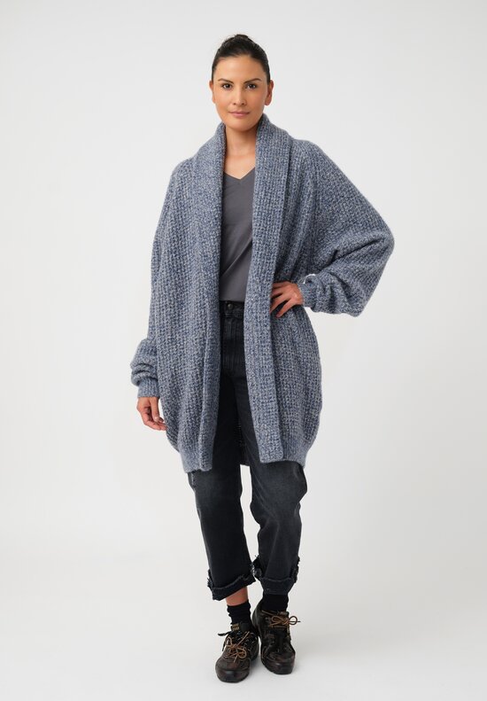 Frenckenberger Cashmere Silk Grandpa Waffle Knit Cardigan