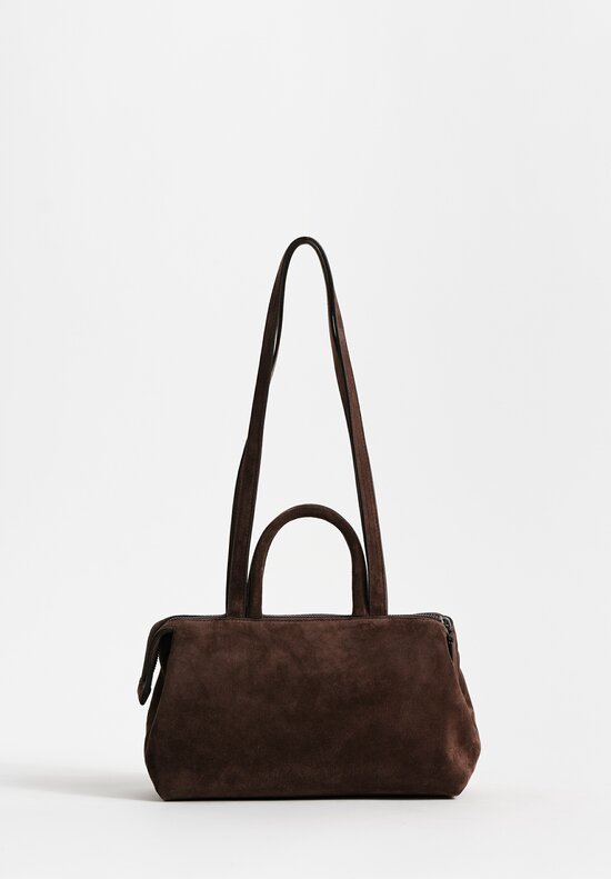 Marsèll Calf Suede Mini Orizzonte Shoulder Bag in Moro Brown	
