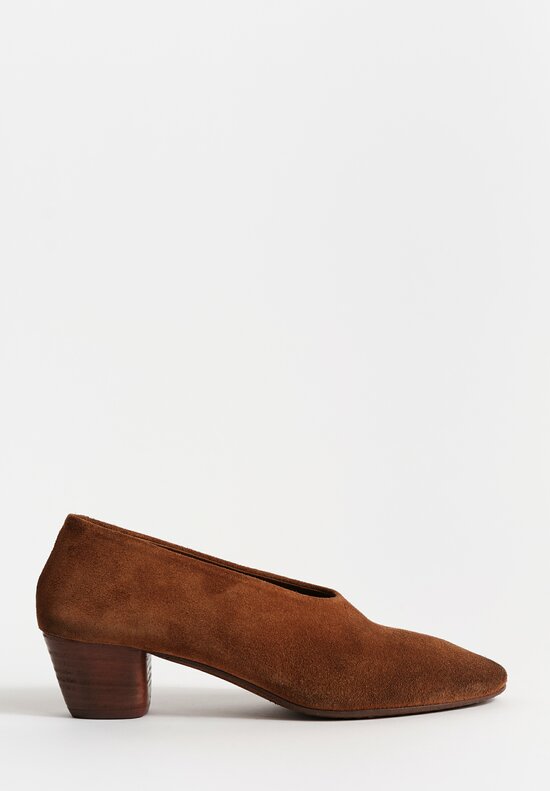 Marsèll Calf Leather Coltello Inverno Slip-On Heels in Basalt Brown	