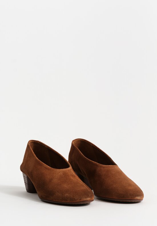 Marsèll Calf Leather Coltello Inverno Slip-On Heels in Basalt Brown	