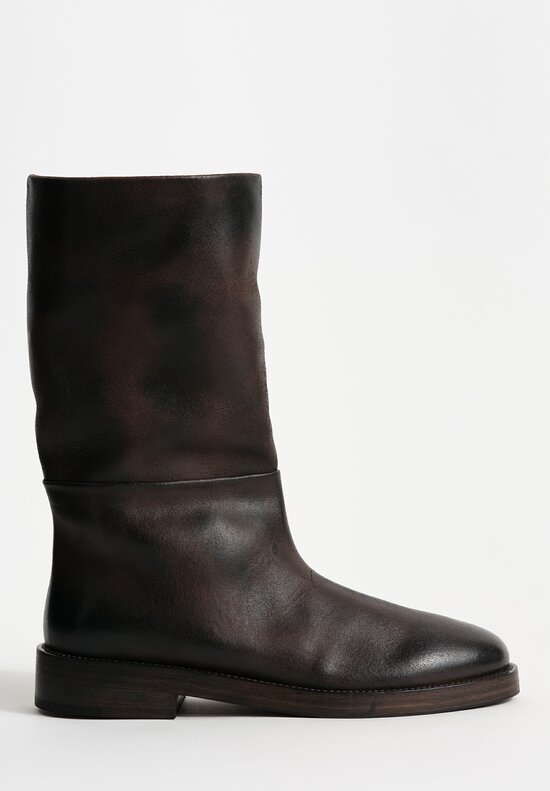 Marsèll Polished Calf Leather Tubetto Riding Boots in Moro Brown	
