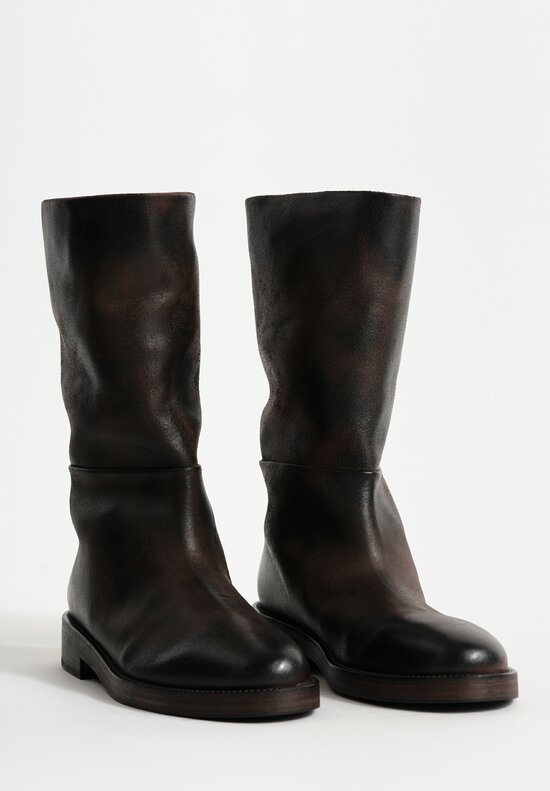 Marsèll Polished Calf Leather Tubetto Riding Boots in Moro Brown	