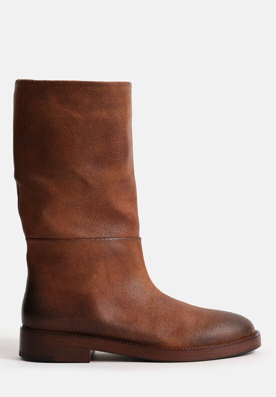 Marsèll Polished Calf Leather Tubetto Riding Boots in Basalt Brown