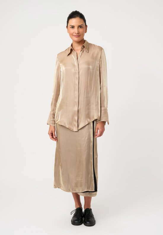 Song For The Mute Iridescent Wrap Skirt in Champagne Gold