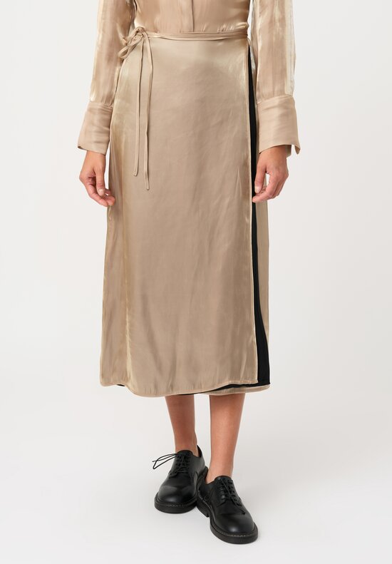 Song For The Mute Iridescent Wrap Skirt in Champagne Gold