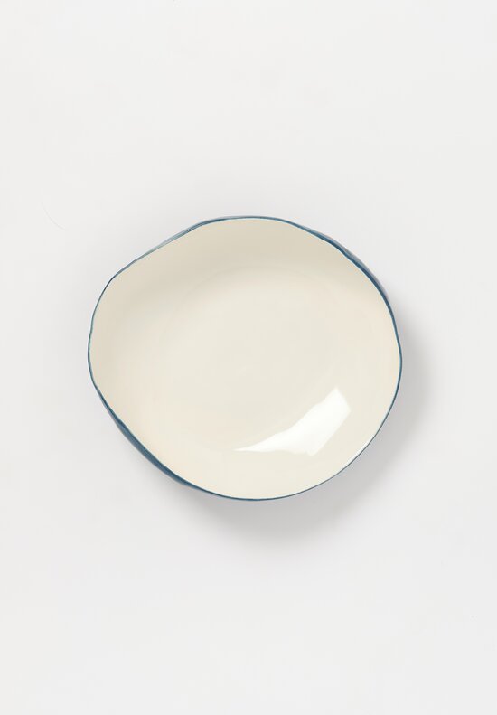 Stamperia Bertozzi Handmade Solid Exterior Painted Large Pebble Bowl Dark Azzuro Blue