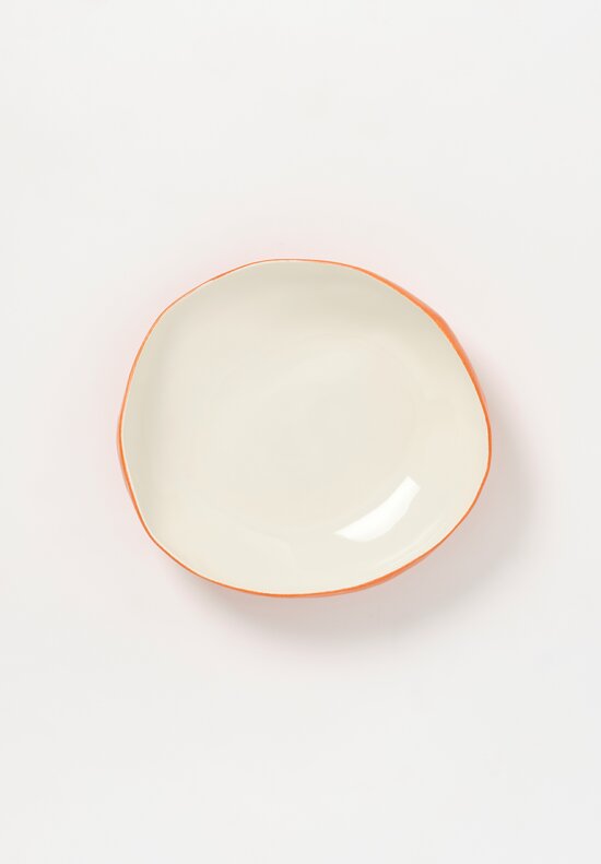 Stamperia Bertozzi Handmade Solid Exterior Painted Large Pebble Bowl Arancio Orange