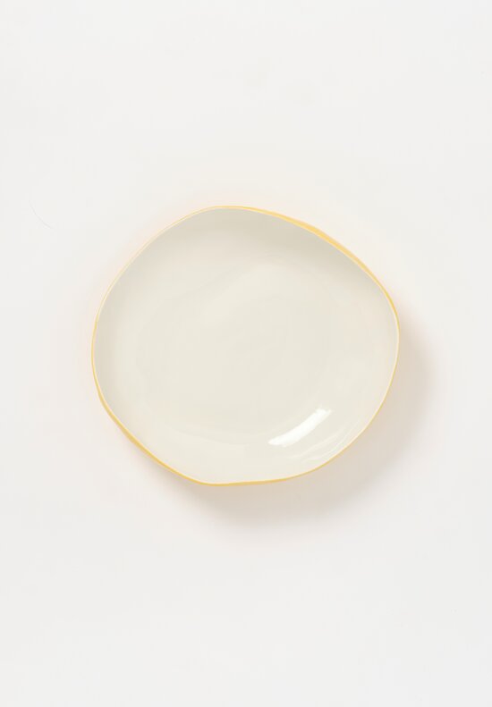 Stamperia Bertozzi Handmade Solid Exterior Painted Large Pebble Bowl Giallo Yellow