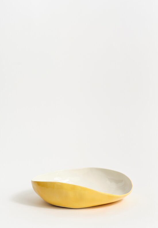 Stamperia Bertozzi Handmade Solid Exterior Painted Large Pebble Bowl Giallo Yellow