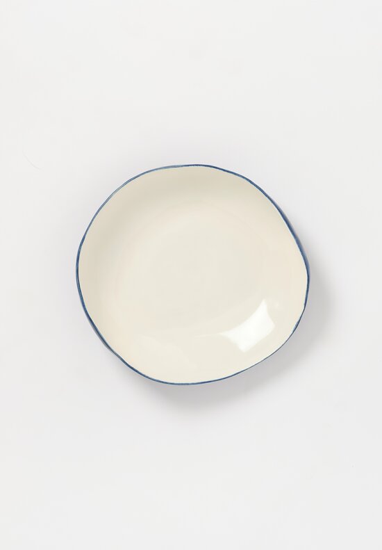 Stamperia Bertozzi Handmade Solid Exterior Painted Large Pebble Bowl Blue