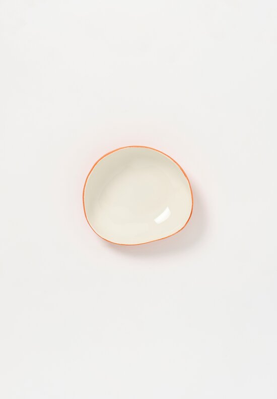 Stamperia Bertozzi Handmade Porcelain Exterior Painted Shallow Pebble Bowl Arancio Orange