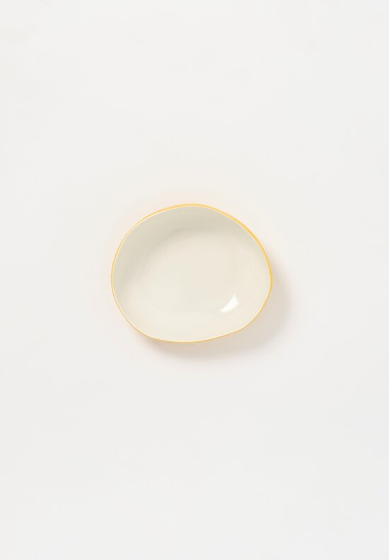 Stamperia Bertozzi Handmade Porcelain Exterior Painted Shallow Pebble Bowl Giallo Yellow