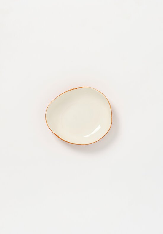 Stamperia Bertozzi Handmade Porcelain Exterior Painted Shallow Pebble Bowl Bruno Brown