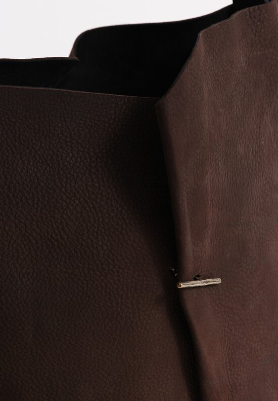 Daniele Basta Calf Leather Hand-Made Shoulder Tote Bag Chocolate Brown