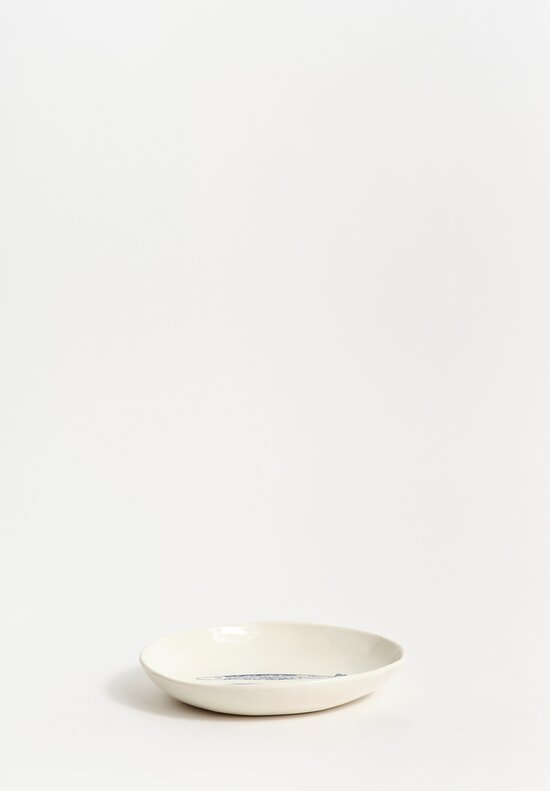 Stamperia Bertozzi Handmade Porcelain Hand Stamped Shallow Bowl Anchovies Blue