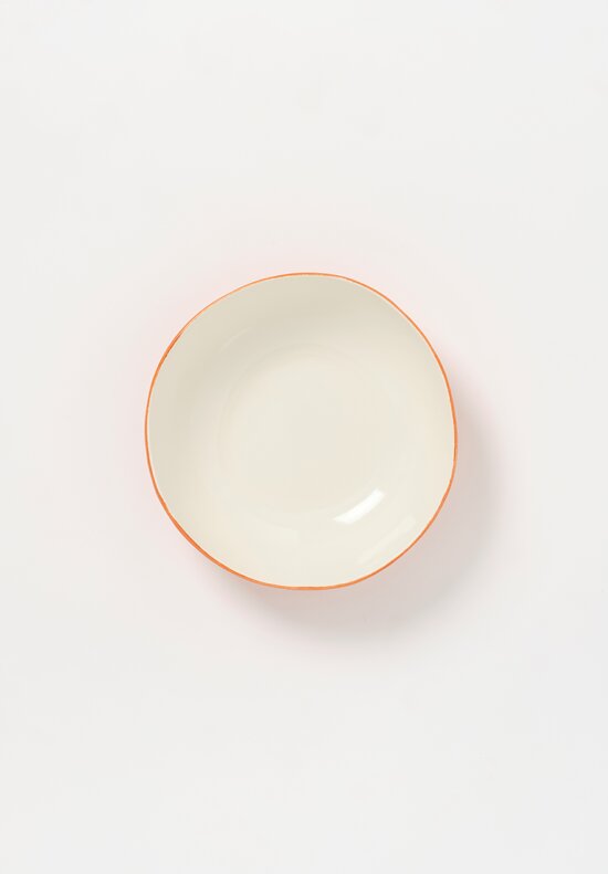 Stamperia Bertozzi Handmade Porcelain Exterior Painted Small Serving Bowl Arancio Orange