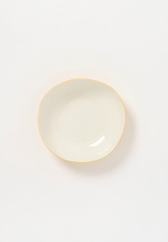 Stamperia Bertozzi Handmade Porcelain Exterior Painted Small Serving Bowl Giallo Yellow