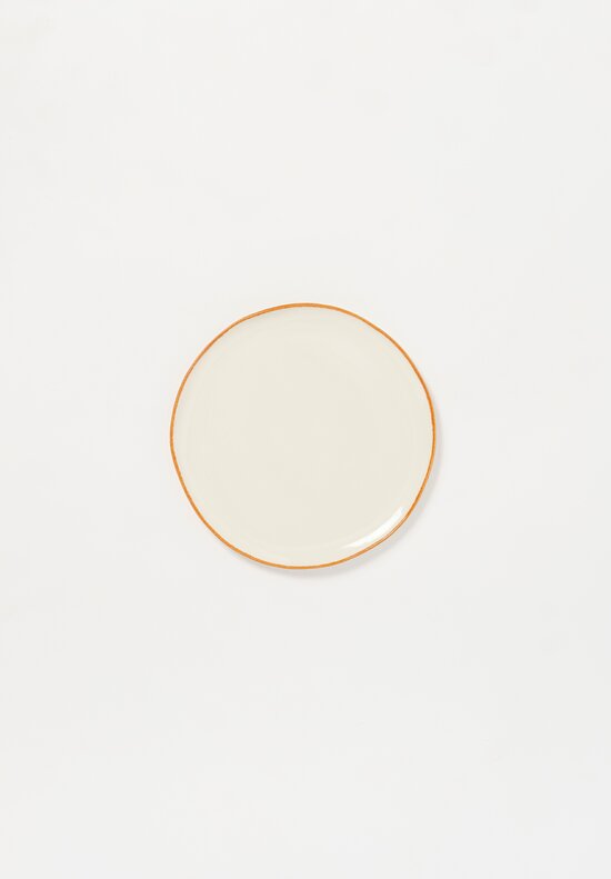 tamperia Bertozzi Handmade Porcelain Solid Painted Rim Small Flat Plate Bruno Brown