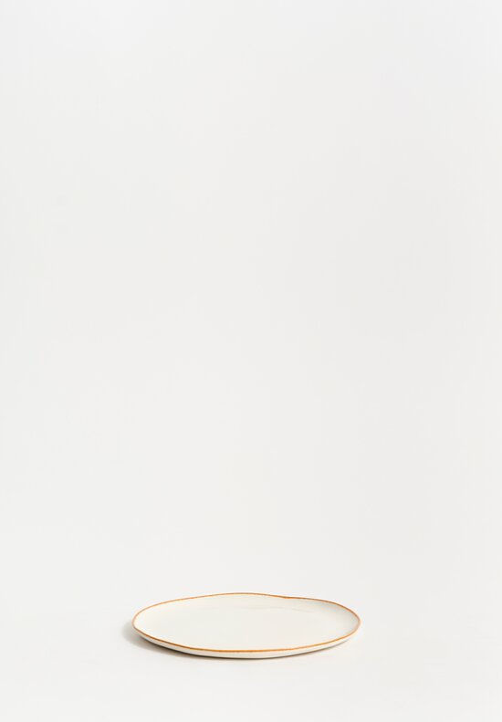 tamperia Bertozzi Handmade Porcelain Solid Painted Rim Small Flat Plate Bruno Brown