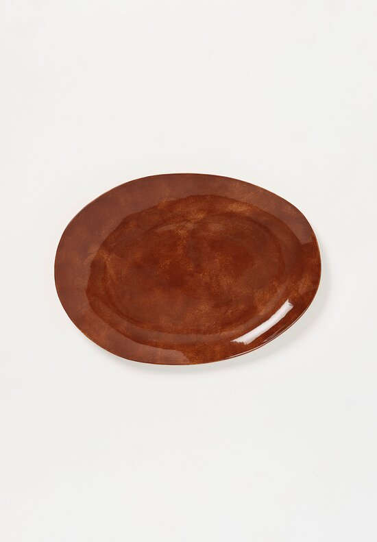 Stamperia Bertozzi Handmade Porcelain Medium Oval Barchetta Plate Bruno Chocolate Brown