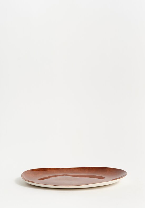 Stamperia Bertozzi Handmade Porcelain Medium Oval Barchetta Plate Bruno Chocolate Brown