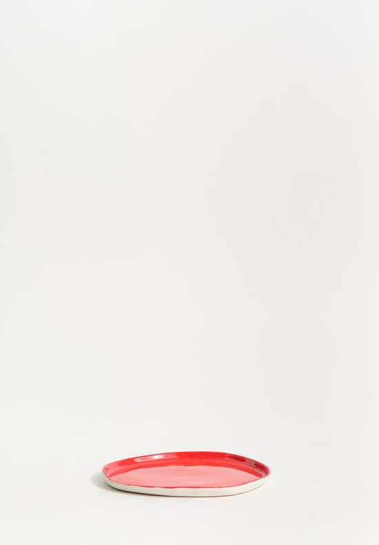 Stamperia Bertozzi Handmade Porcelain Solid Small Pebble Plate Rosso Red