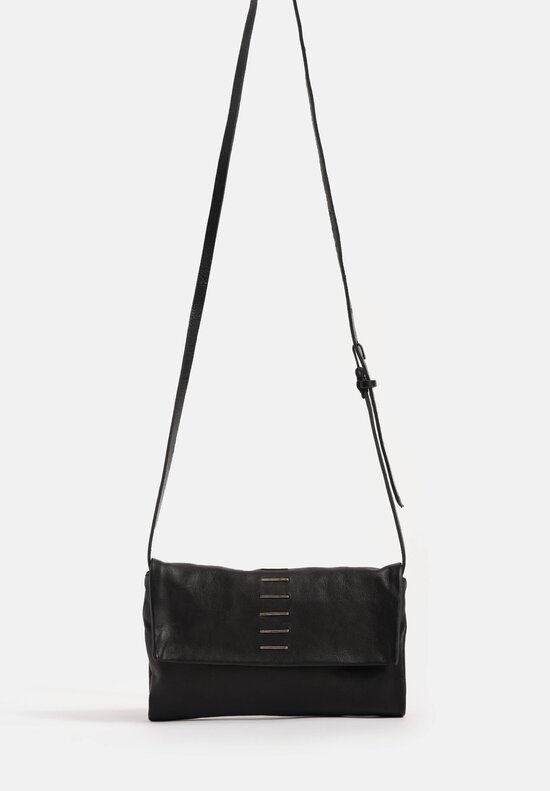 Daniele Basta Leather Mignon Staple Embellished Shoulder Bag Black