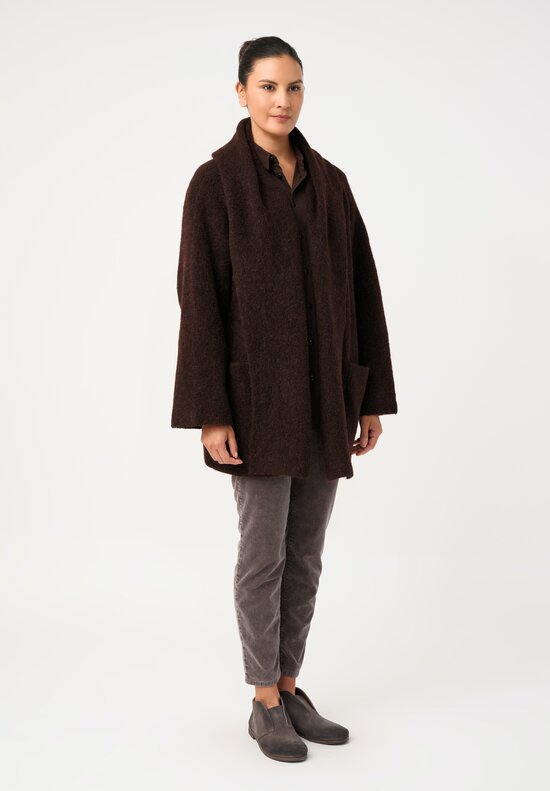 Lauren Manoogian Baby Alpaca Double-Faced Coat in Merlot Brown