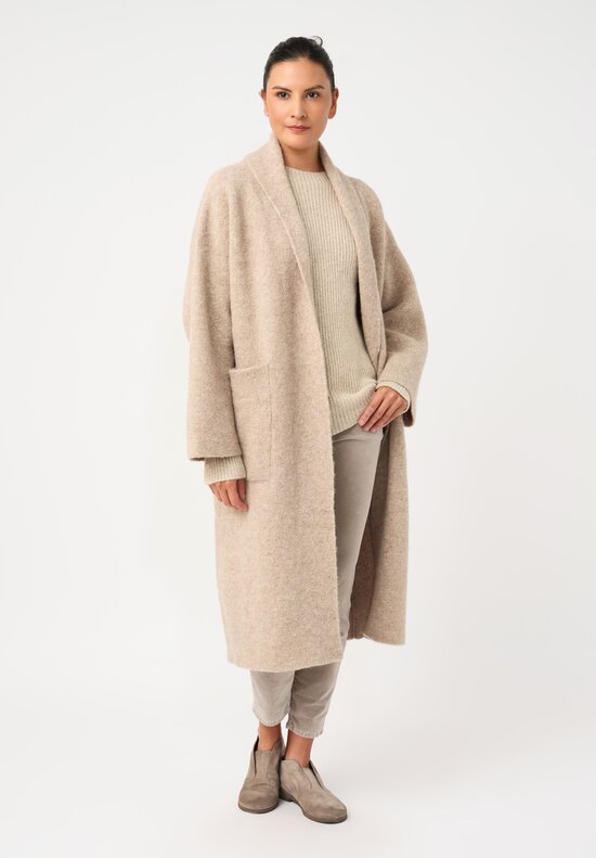 Lauren Manoogian Baby Alpaca Double-Faced Long Coat in Natural Oak