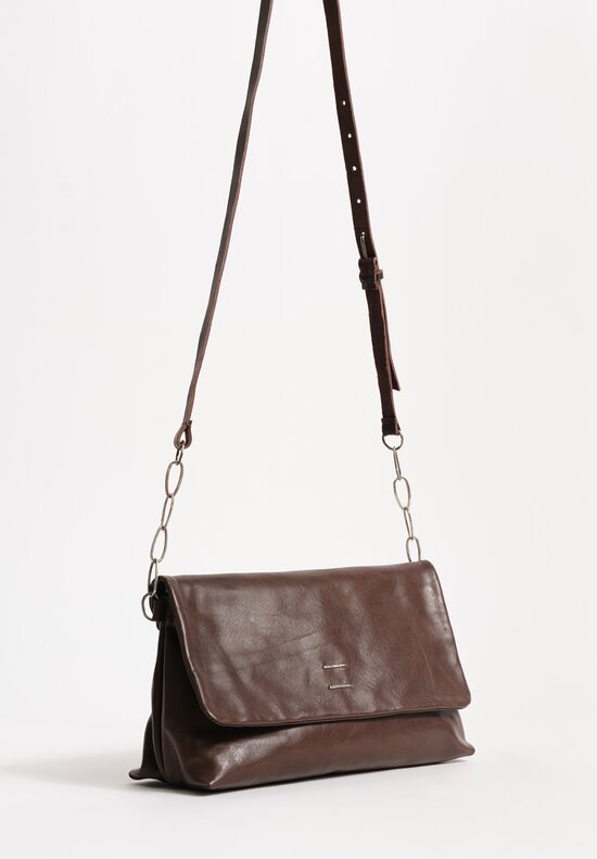 Daniele Basta Leather Deng Staple Embellished Shoulder Bag Chocolate