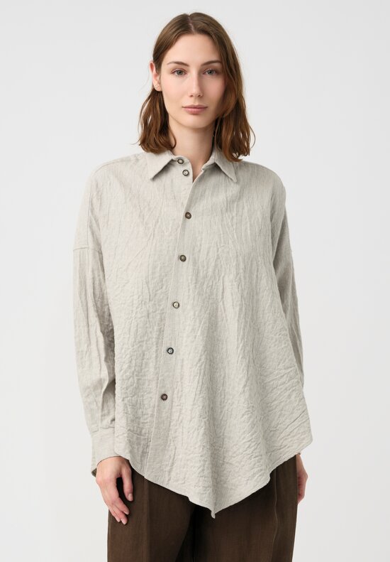 Forme d'Expression Stretch Cotton Asymmetric Shirt in Neutral Vanilla Grey