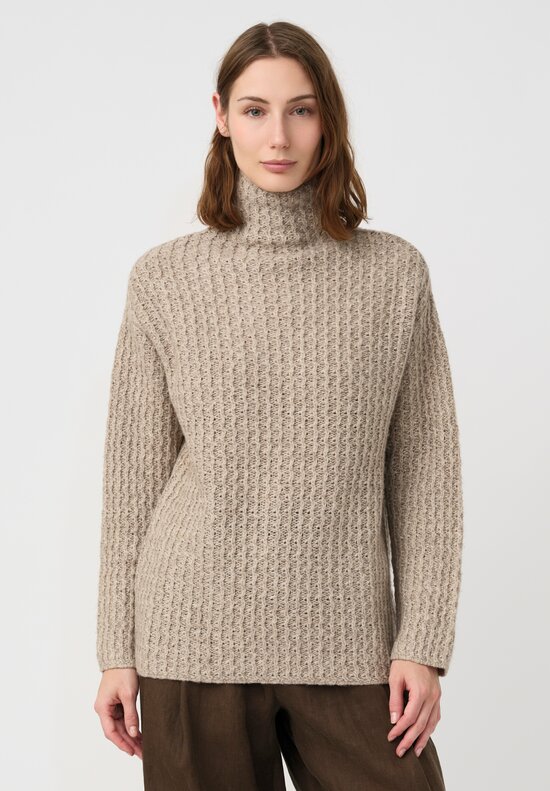 Forme d'Expression Thermal Yak Chunky Knit Turtleneck in Neutral Almond Grey