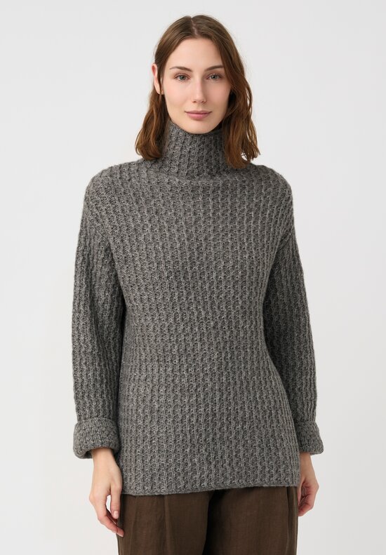 Forme d'Expression Thermal Yak Chunky Knit Turtleneck in Dark Stone Grey