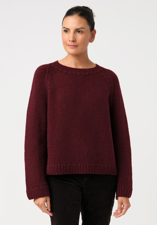 Wommelsdorf Cashmere Knit Round Neck Pepper Sweater in Burgundy