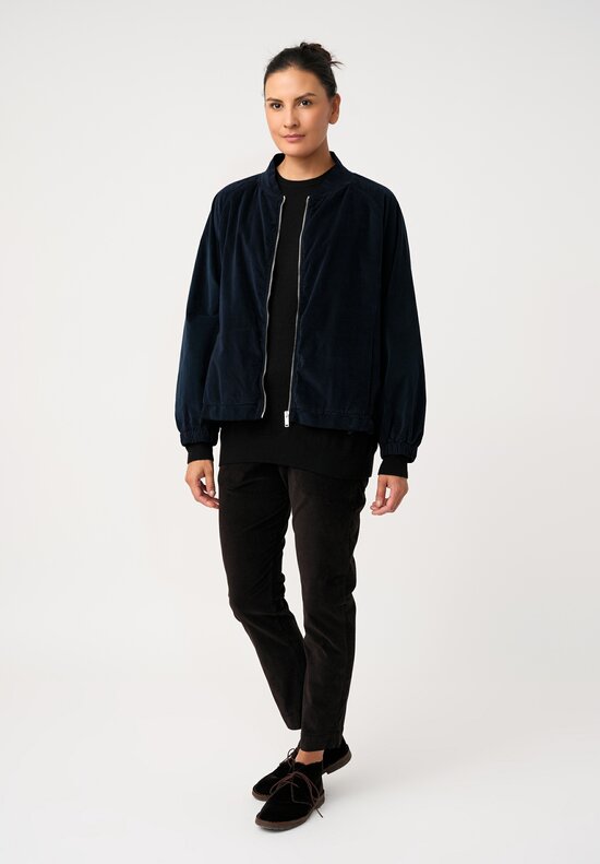 Album di Famiglia Cotton Velvet Bomber Jacket in Ink Blue