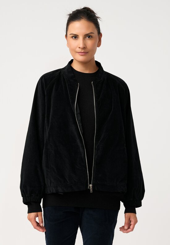 Album di Famiglia Cotton Velvet Bomber Jacket in Mars Black
