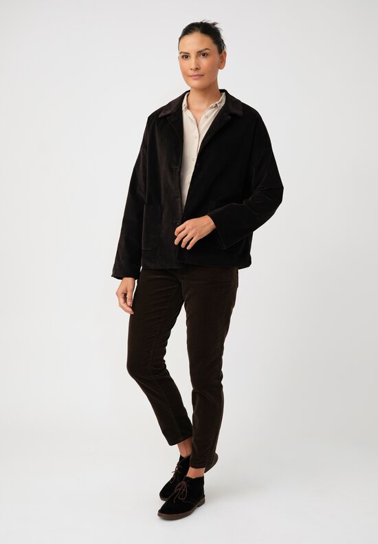 Album di Famiglia Cotton Velvet Relaxed Blazer in Chocolate Brown