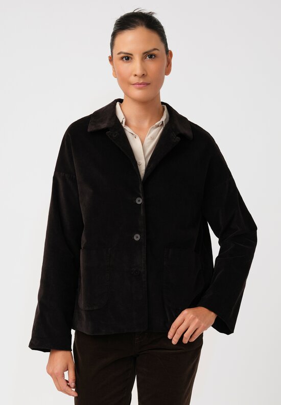 Album di Famiglia Cotton Velvet Relaxed Blazer in Chocolate Brown