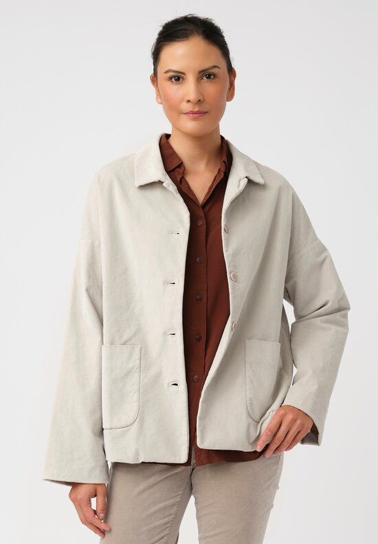 Album di Famiglia Cotton Velvet Relaxed Blazer in Fog Grey