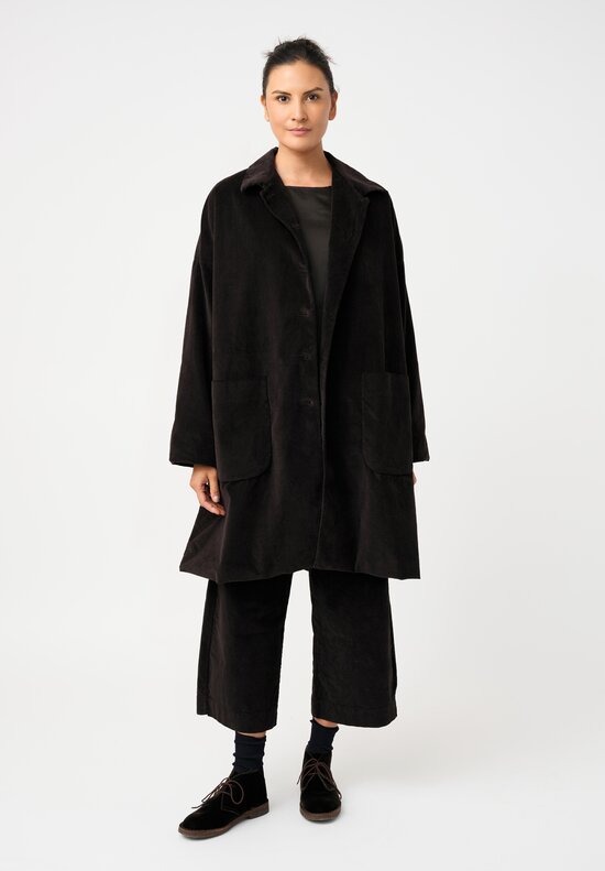 Album di Famiglia Cotton Velvet Duster Coat in Cacao Brown