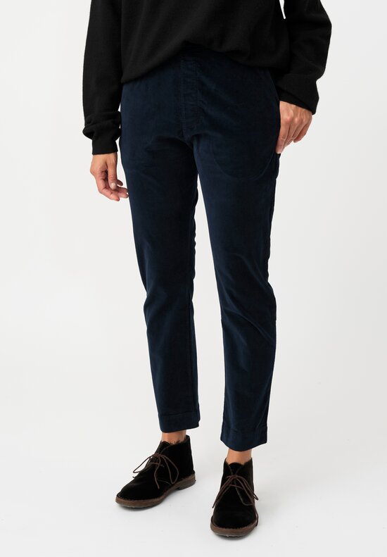 Album di Famiglia Cotton Velvet Slim Pants in Ink Blue