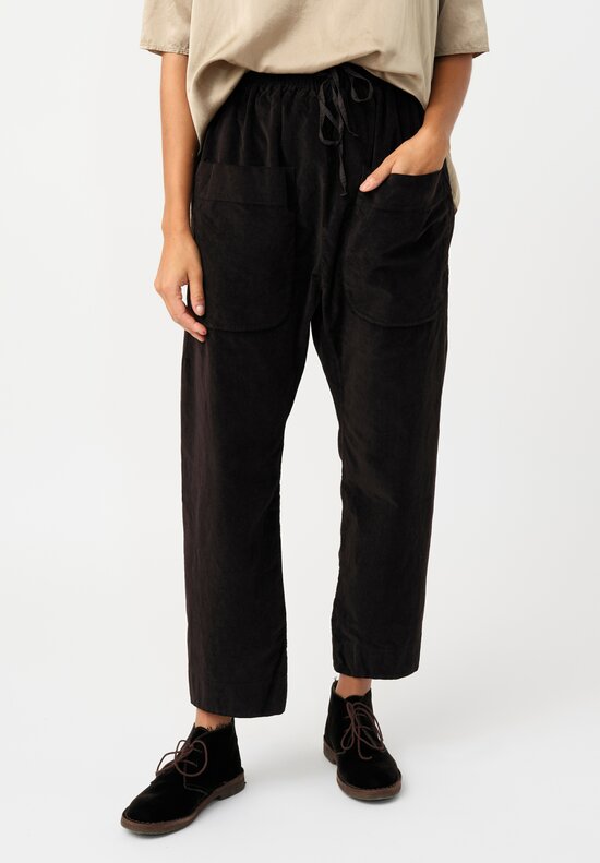 Album di Famiglia Cotton Velvet Patch Pocket Pants in Cacao Brown