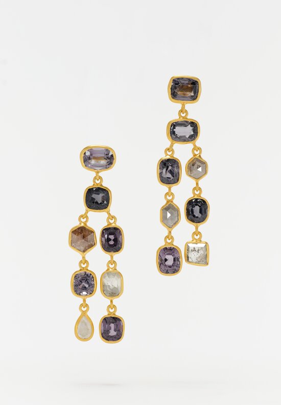 Pippa Small 18K Gold The Middle Path Collection Double Strand Chandelier Earrings with Post Closure and 12.1 Carats Spinel & Diamonds Gemstones Front Shot View