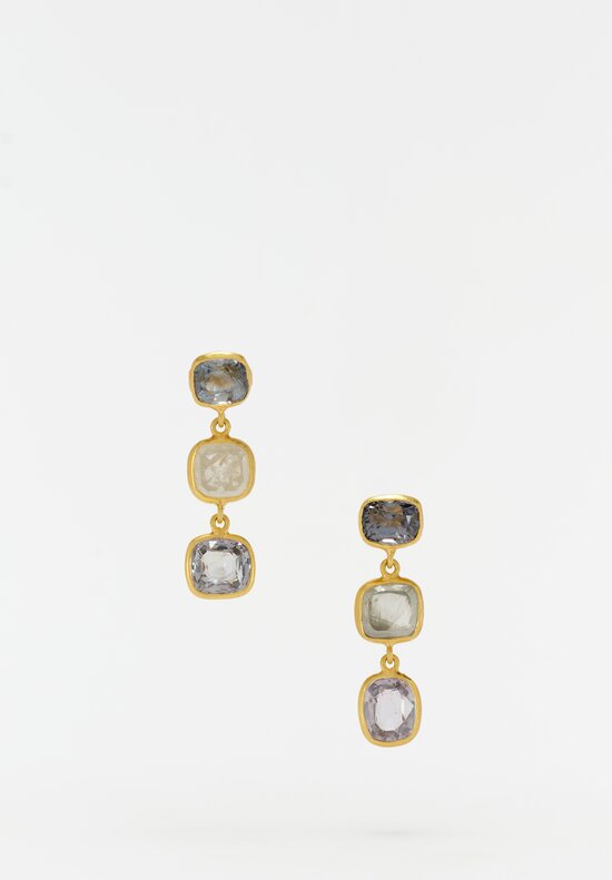 Pippa Small 18K Gold The Middle Path Collection Double Drop Post Closure Earrings with 5.25 Carat Spinel & Diamond Rectangular Bezel Set Gemstones